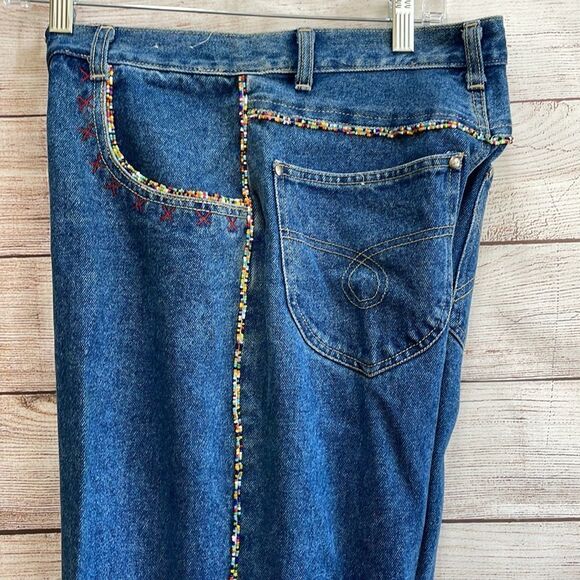 VINTAGE ZANADI BEADED AND EMBROIDERED HIGH RISE JEANS - Picture 11 of 13